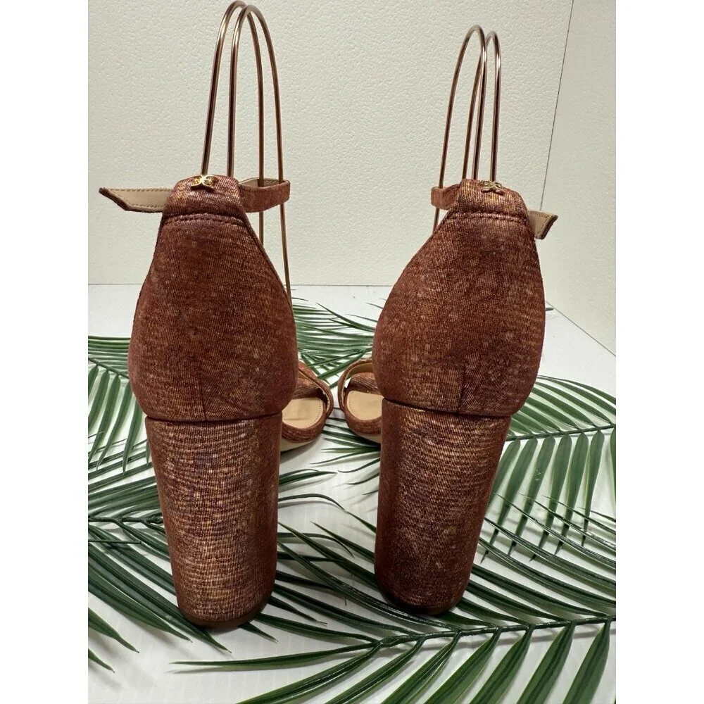 Sam Edelman Women's Rust Pink Yaro Block Wrapped Heel Ankle Strap Sandal Sz 9.5